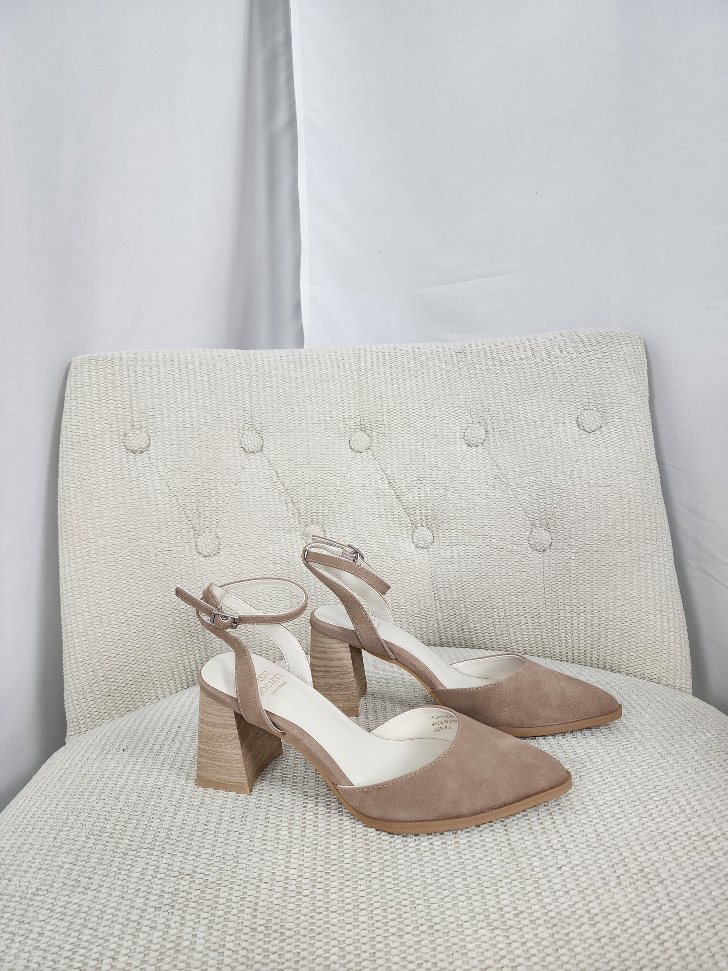 Taupe Velvet Ankle Heels