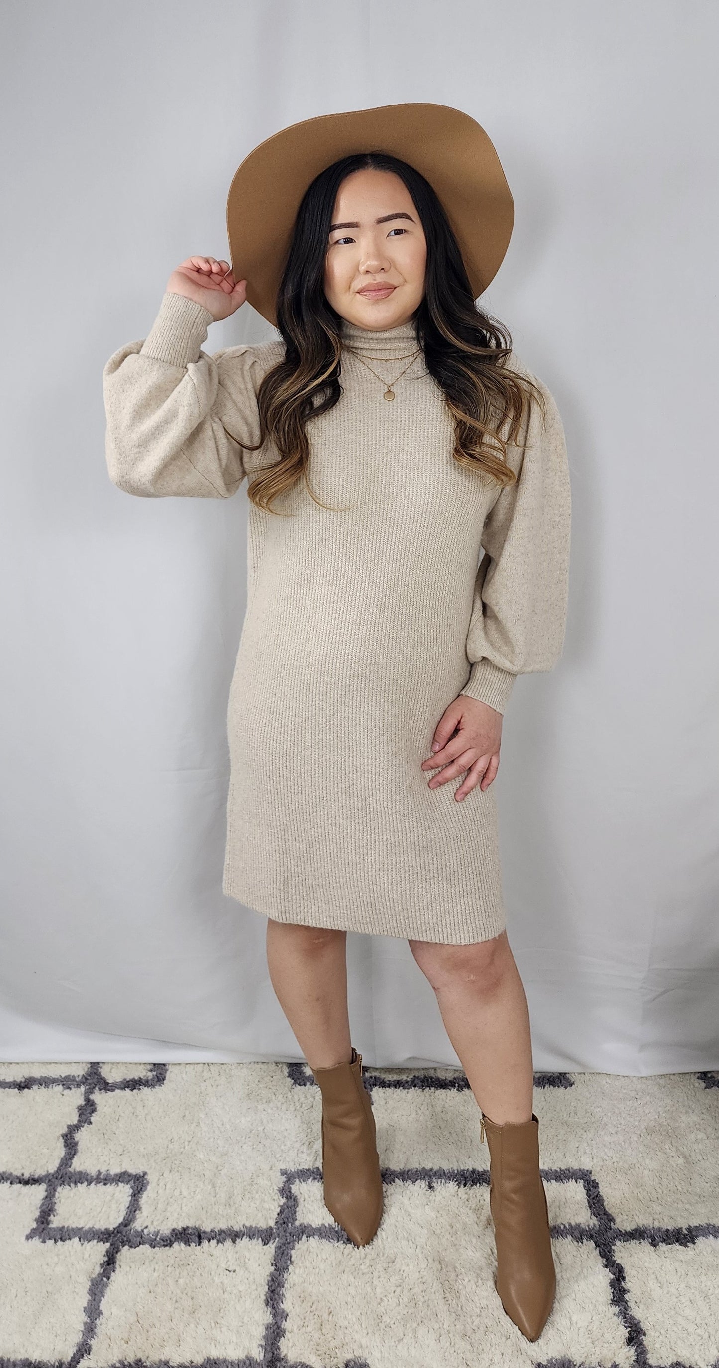 Natural Knit Sweater Dress