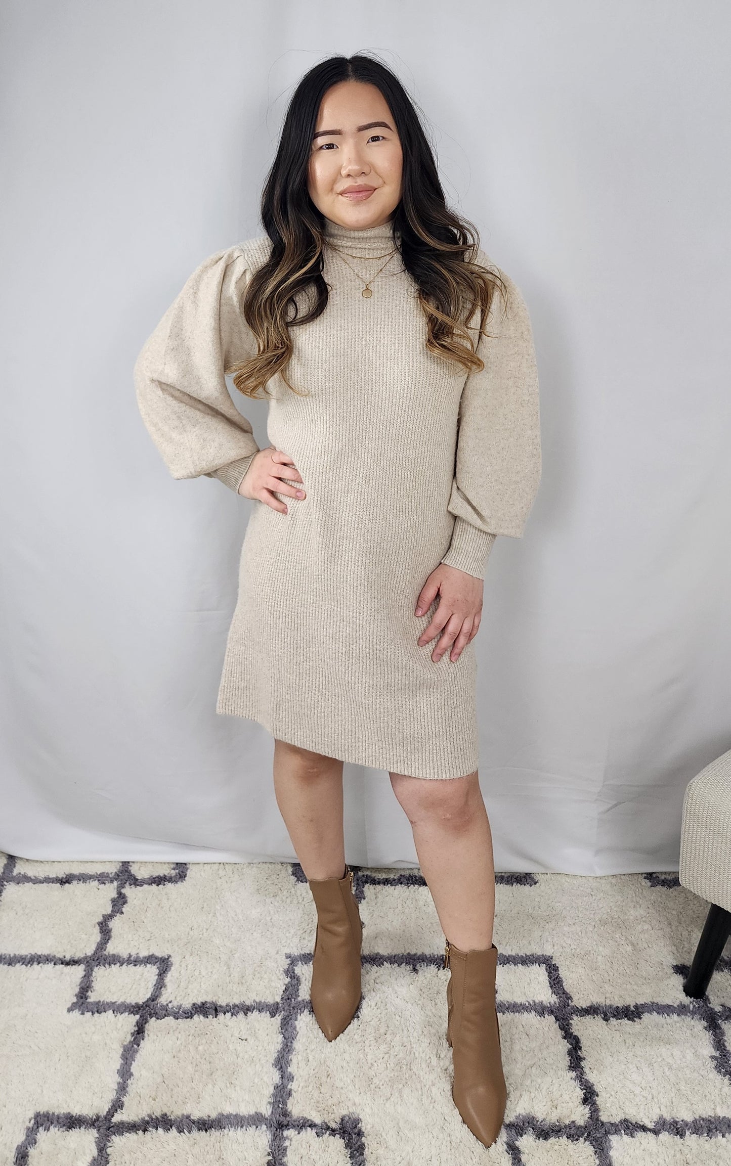 Natural Knit Sweater Dress