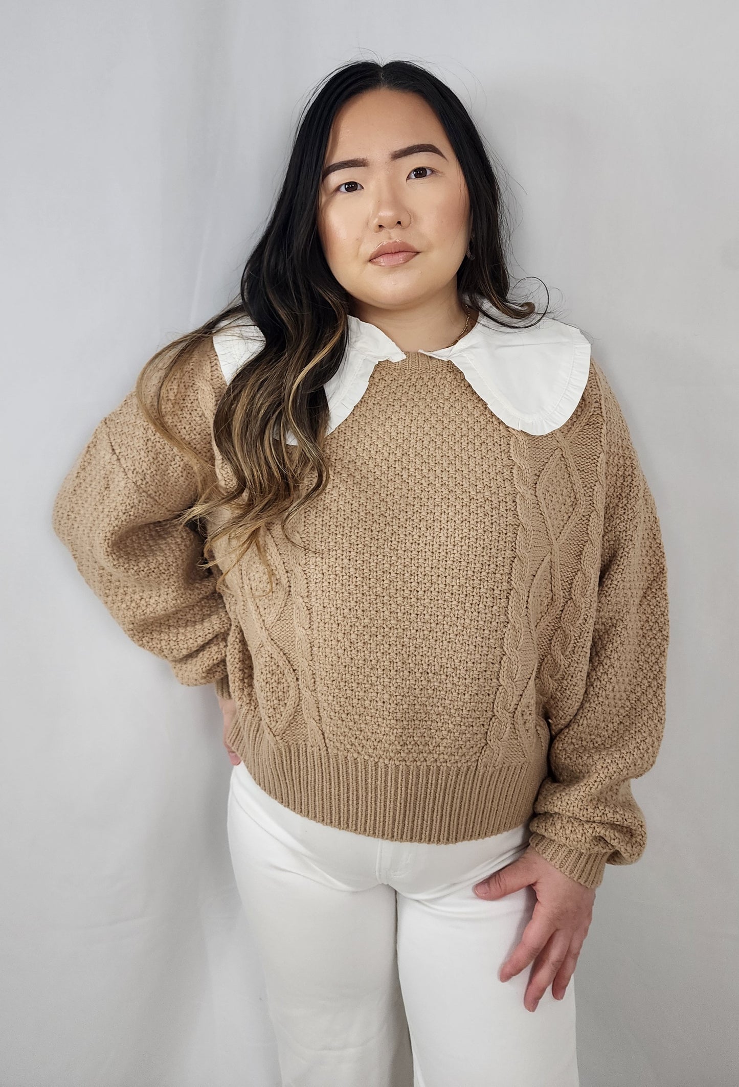 Knitted Doll Collared Sweater