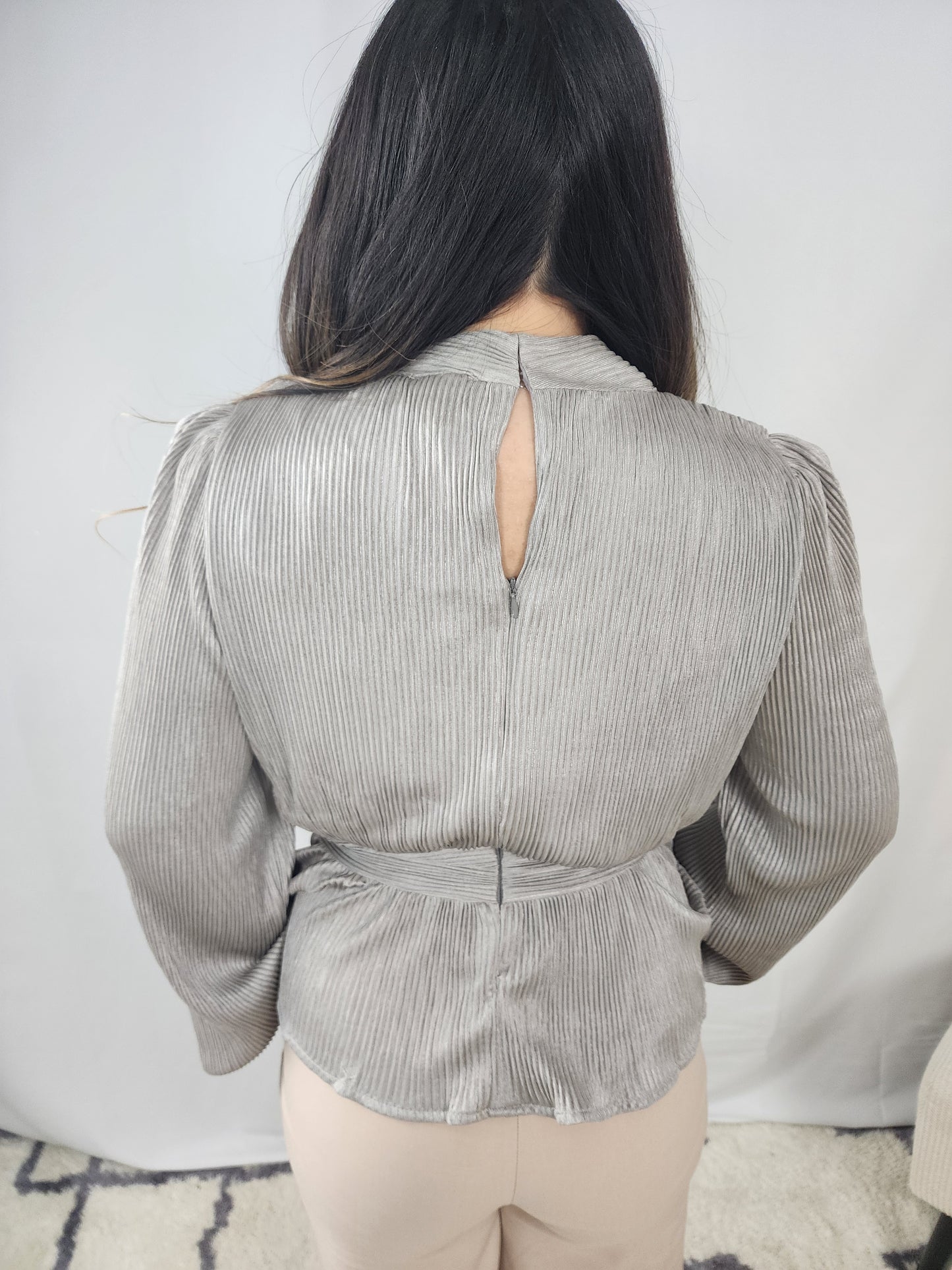 Silver Pleated Blouse