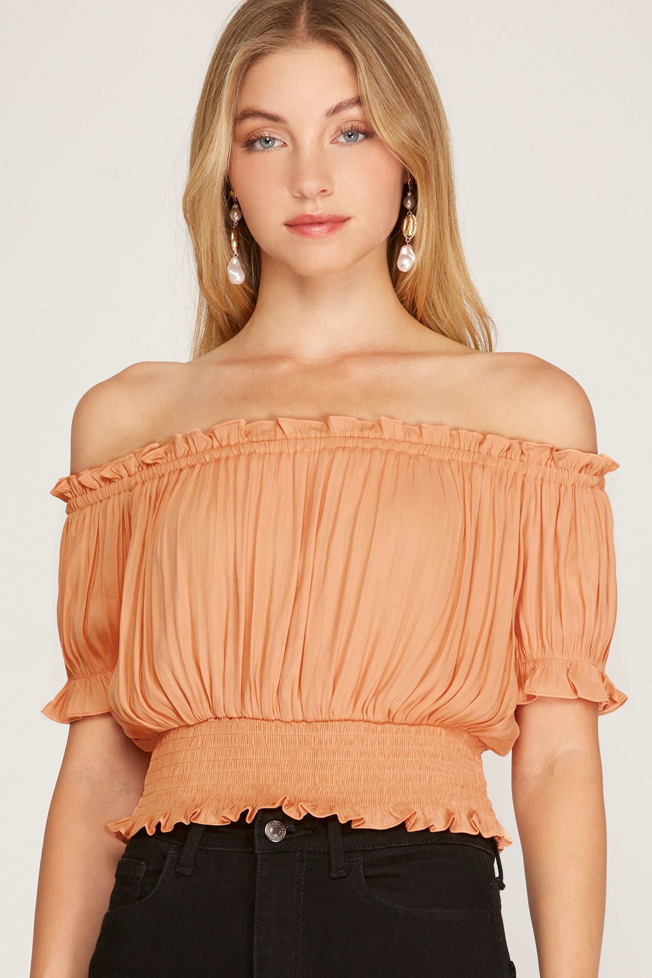 Coral Off Shoulder Top